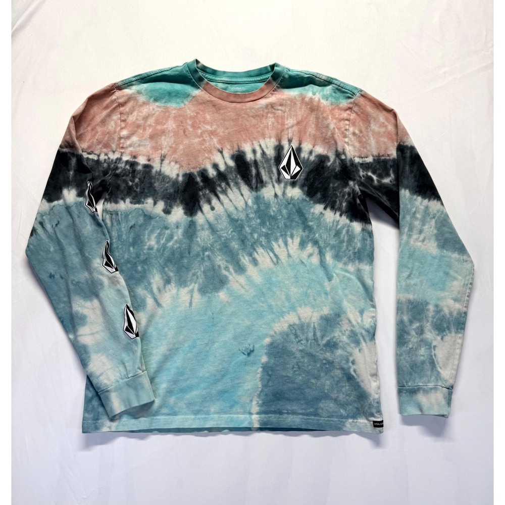 Volcom Iconic Stone Dye T Shirt Kids XL Multicolor‎ Tie Dye Cotton Modern Fit